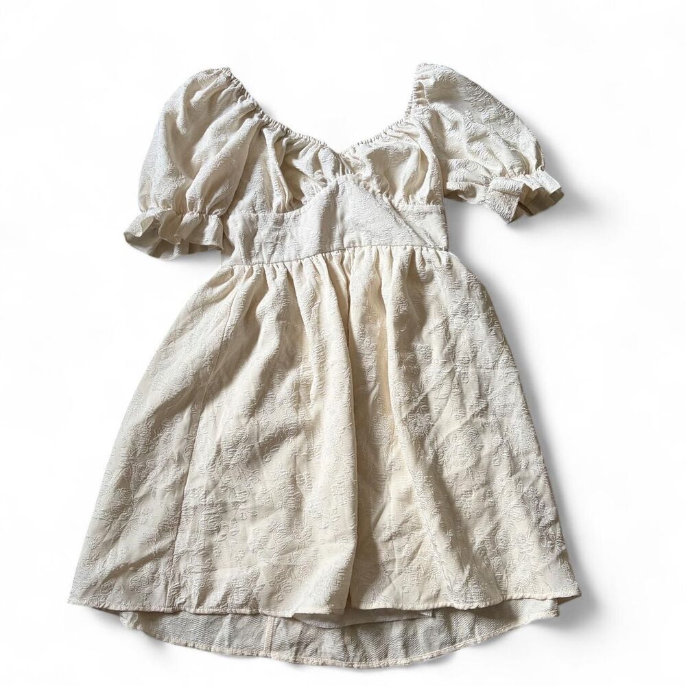 SHEIN white dress with puff sleeves and ruffle details Size M